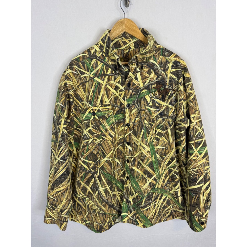 Vintage 90s Skyline Fall Flight Camo‎ Button Down Shirt Mens XL Hunting Canada